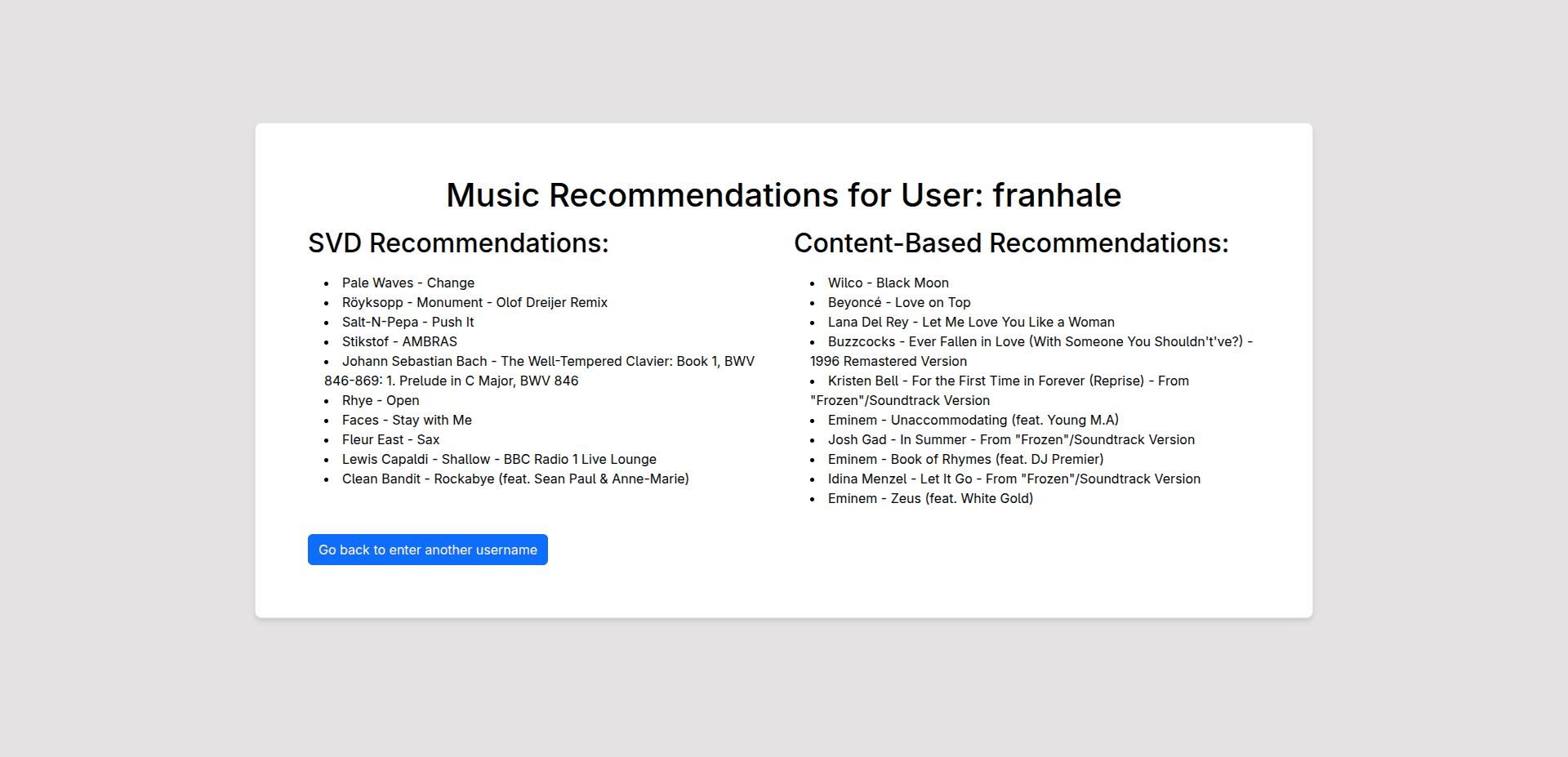 Music Recommendation - recommendation.html