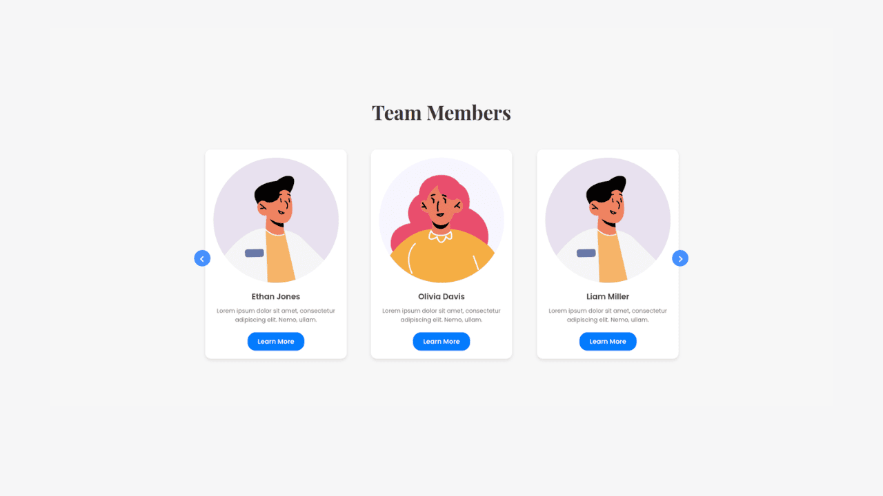 DocsAllOver - Owl Carousel Responsive CSS-Only Team Section Showcase.