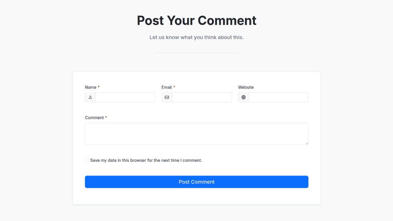 DocsAllOver - Responsive Bootstrap 5 Comment Submission Form Box