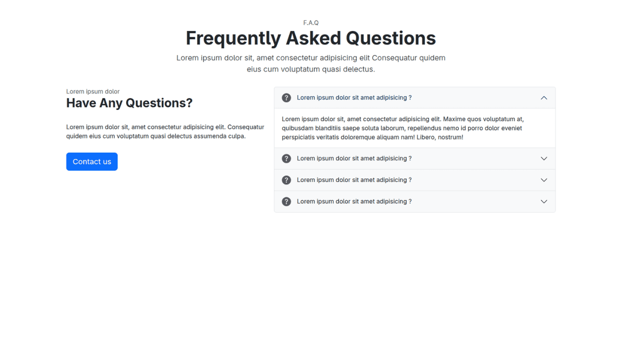 DocsAllOver - Responsive Bootstrap 5 Compact FAQ Accordion Display