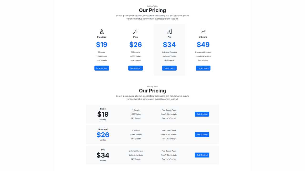 DocsAllOver - Bootstrap 5 Responsive Service Pricing Table Block