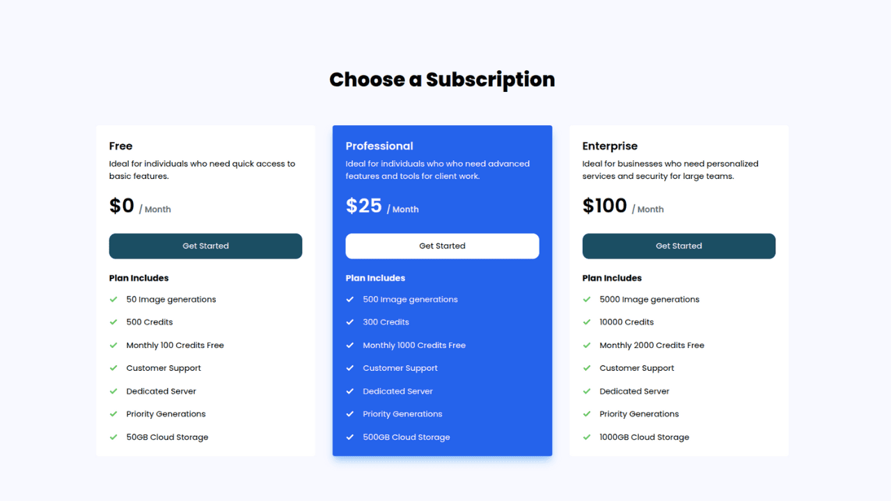 DocsAllOver - Tailwind CSS Subscription Section for Services & Plans