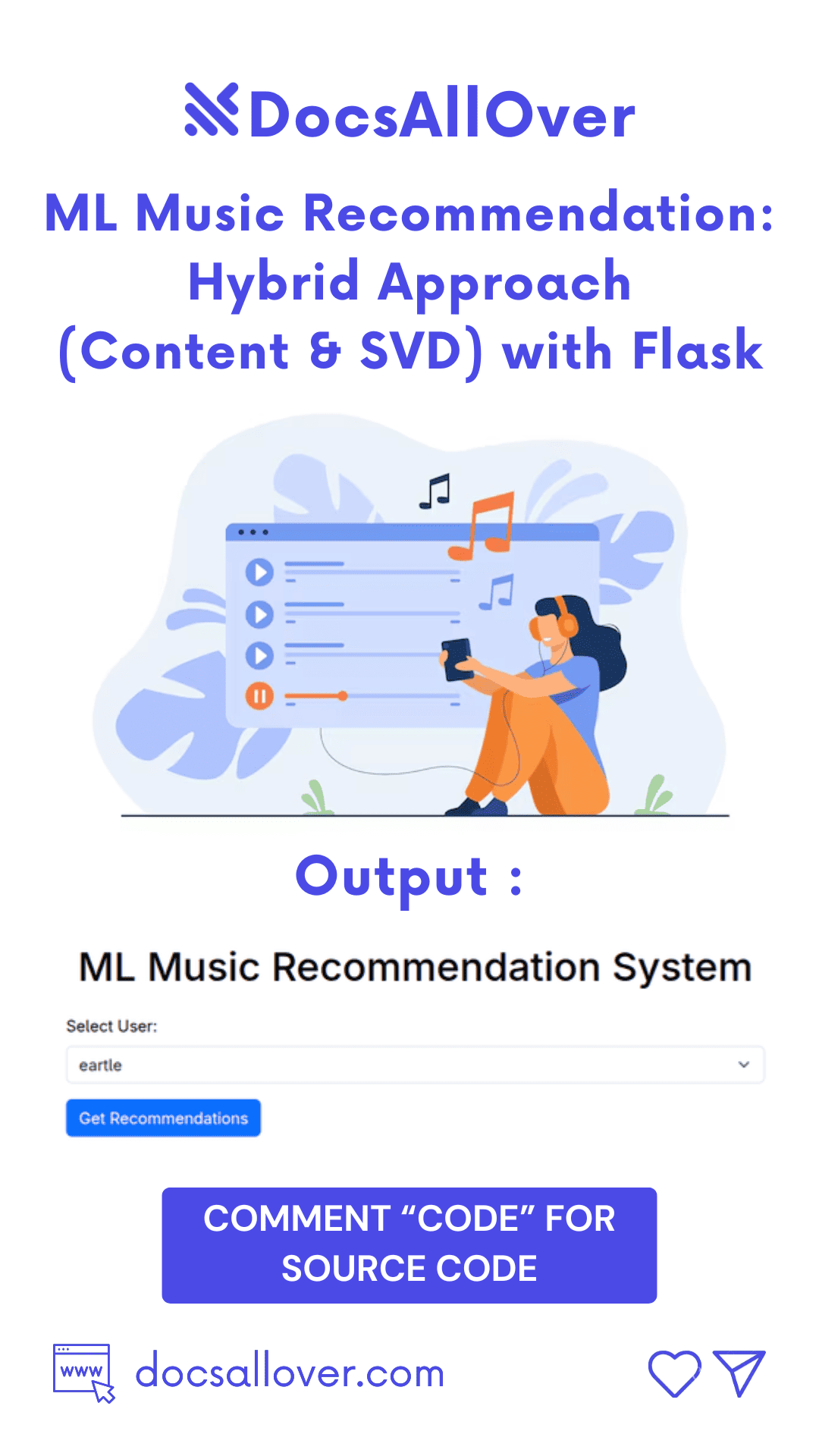 DocsAllOver - ML Music Recommendation: Hybrid Approach (Content & SVD) with Flask