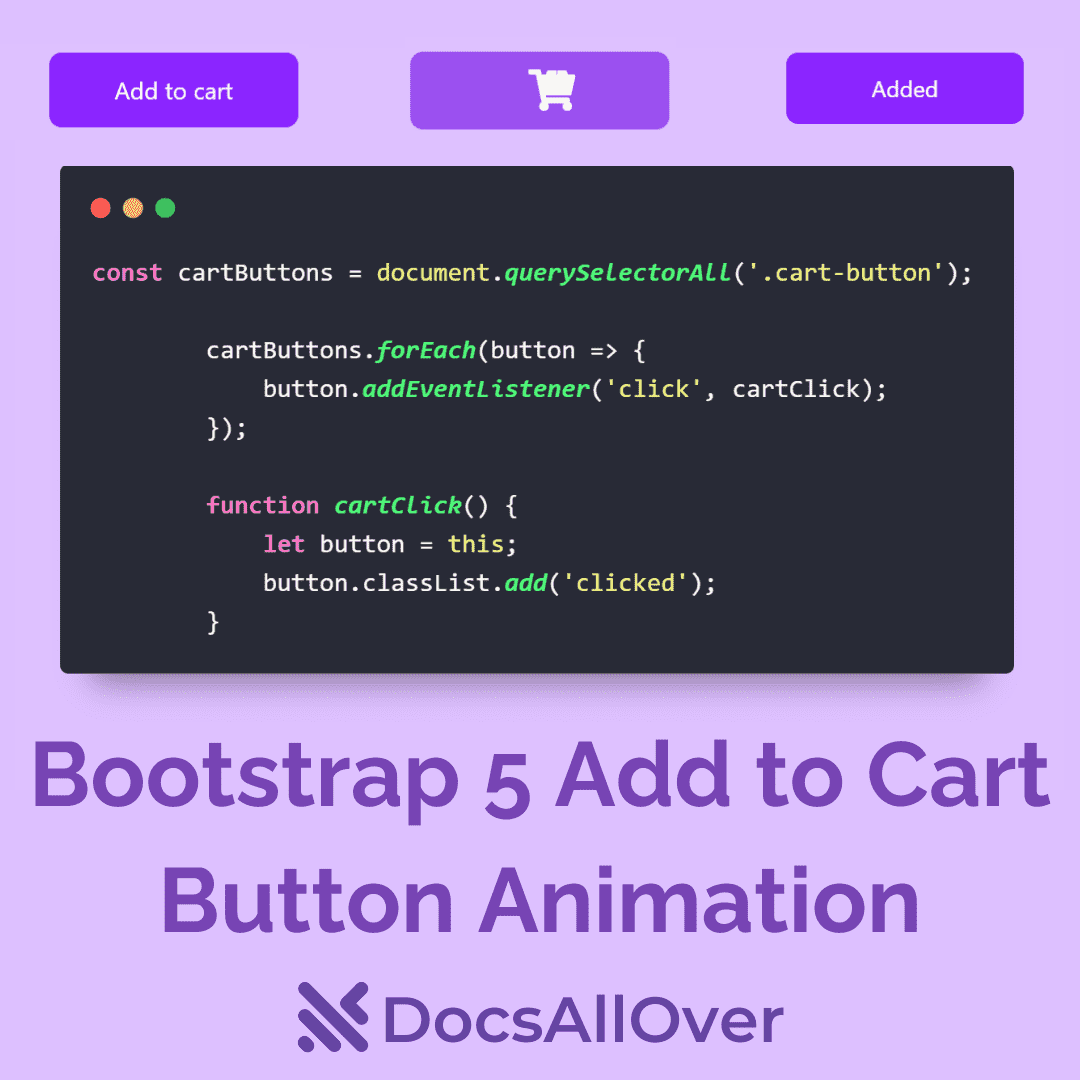 DocsAllOver - Bootstrap 5 Add to Cart Button Animation