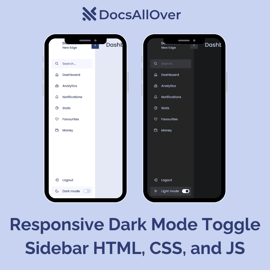 DocsAllOver - Responsive Dark Mode Toggle Sidebar HTML, CSS, and JS